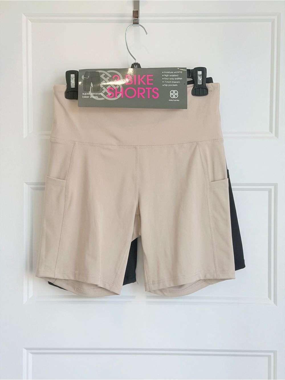 Women’s High-Rise Athletic Bike Shorts in Beige